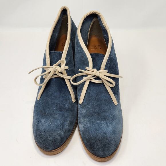 Jasper and Jeera Yuma Blue Suede Ankle Desert Boots Size 40 US 9 Lace Up Heel - Picture 2 of 9